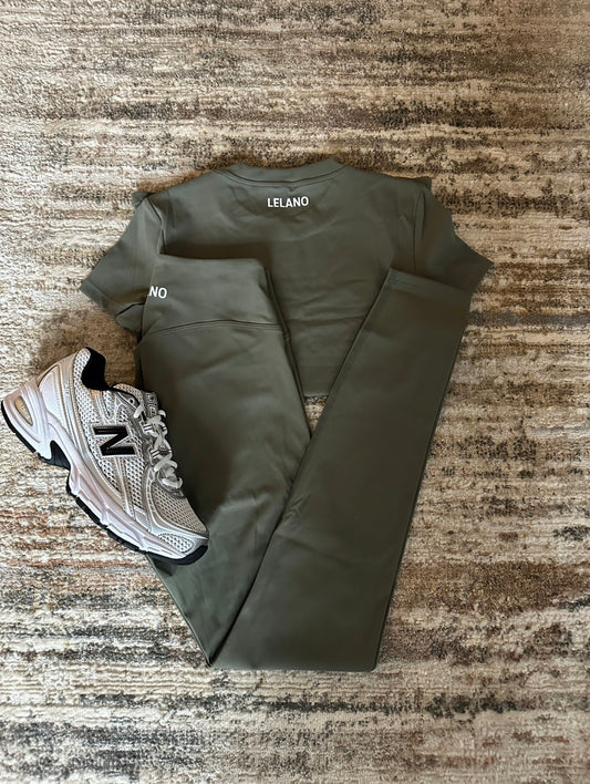 Womens performance Olive gym set